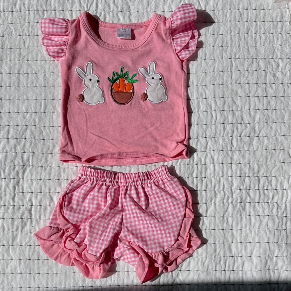 Pink Bunny Outfit with Ruffle Sleeves